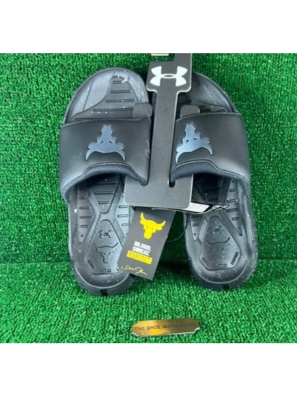 Men's Under Armour Project Rock 3 Slide Adult Sandals Black 3026034-001 Size 14